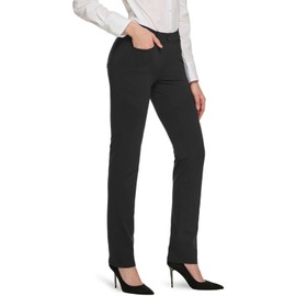 TSLA Women's Yoga & Dress Pants, Office Business Casual Work Slacks, Stretch Straight Leg/Bootcut Pants with 4 Pockets, Slacks Black, Small