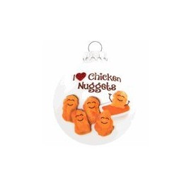 OnHoliday I Love Chicken Nuggets Glass Christmas Tree Ornament