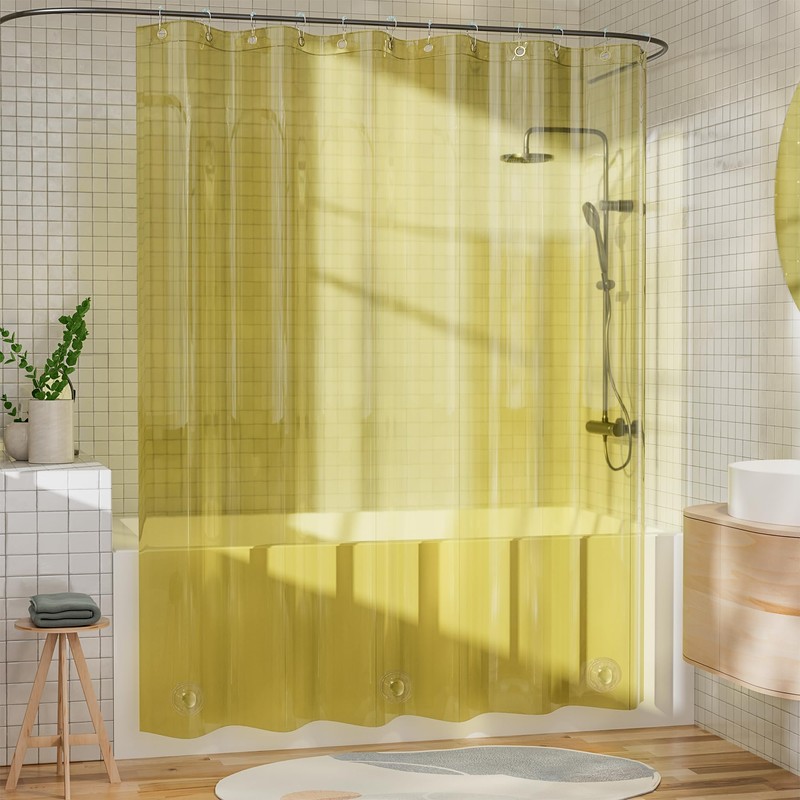 AmazerBath Yellow Shower Curtain Liner Heavy Duty, 100% EVA Clear