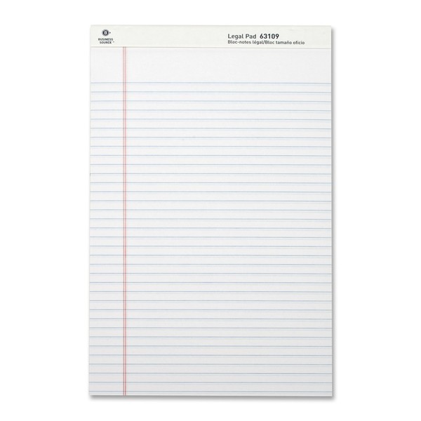Business Source Micro, Perforated Legal Ruled Pads, White Paper, 8-1/2"x14"