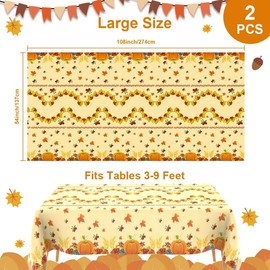 Thanksgiving Tablecloth 54x108 Inch 2PCS Thanksgiving Fall Tablecloth Disposable Fall Decorations Fall Thanksgiving Decorations for Home Pumpkin Decor Table Clothes for Party Picnic Dinner Decoration