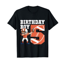 5th Birthday Boy Football Player Dabbing 5 Years Old Kids T-Shirt