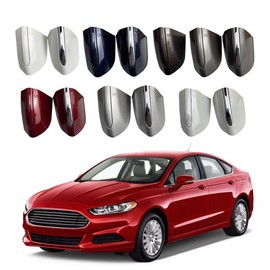 AUPSPUD Front Left Driver Side Door Handle Key Bezel Cover Cap for Ford Fusion 2013 2014 2015 2016 2017 2018 2019 2020 (Oyster Grey&Chrome)