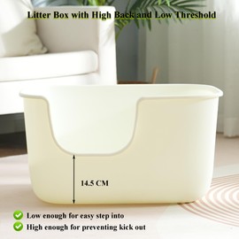 Vealind Large High Sided Cat Litter Box Extra Deep Cats Tray for Multi Cats Household, High Wall Cat Litter Tray Anti-Splashing Kitty Litter Box