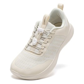 HOBIBEAR - Tenis descalzos unisex con puntera ancha para correr y correr para mujeres y hombres, Beige y blanco., 10 Wide Women/9 Wide Men