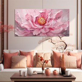 Prepeyssee Floral Wall Art for Living Room Pink Wall Art Large Botanical Artwork for Bedroom Office Teen Girl Room Decor Canvas Prints 29x59 Inch