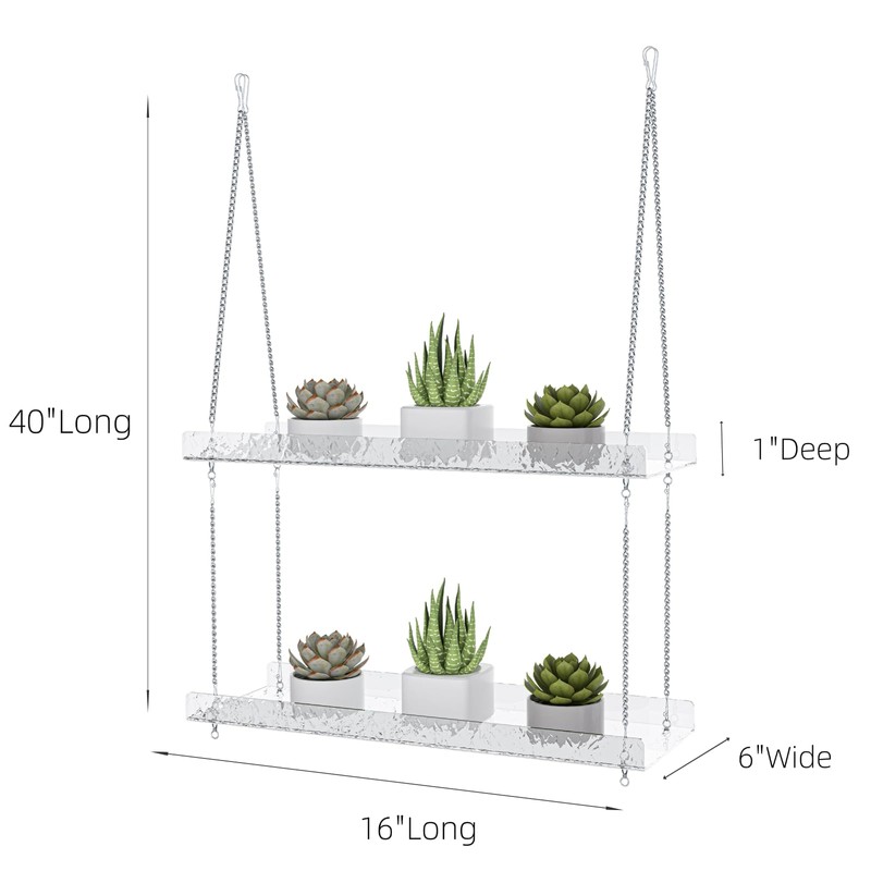 Sturdy Water-Ripple Window Plant Shelves, Clear Acrylic Window Plant Hanger,