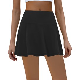 LouKeith Womens Tennis Skirt High Waisted Athletic Skorts Running Casual Pickle Ball Golf Skirts with Pockets Black S
