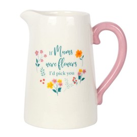 ZALE YARDLEY Flower Vase, Pitcher Vase “If Mum Were Flower” Ceramic Flower Jug, Vase for Flower, Garden Ornaments, for Real, Artificial Flower, Room décor, Christmas, Valentine, Wedding Gift