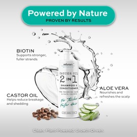 Reforian Castor Oil Shampoo and Conditioner for Hair Growth & Strength – 2 in 1 Shampoo and Conditioner Set for Men & Women – Sulfate-Free Formula for Thinning, Dry or Color-Treated Hair, 8oz