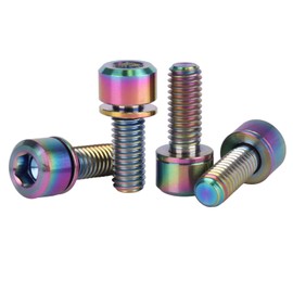 UHDFBDHF Titanium Bolt M6x16 18 20mm Allen Hex Pillar Head for Bicycle Screw Pack of 4 (Ranibow, M6x16mm)