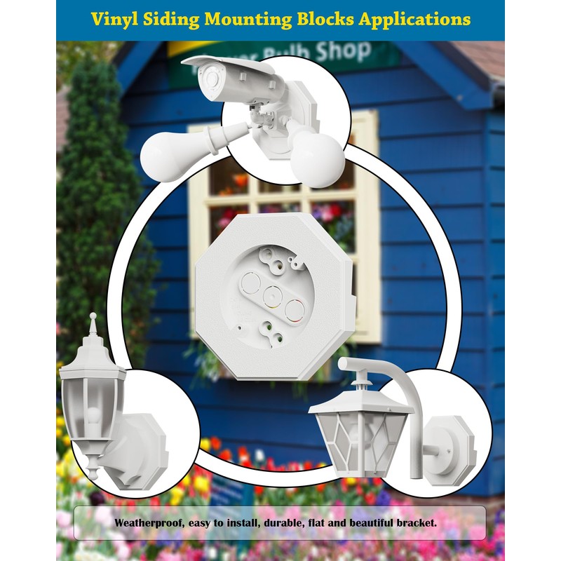 Siding Mounting Block, 8141 White Outdoor Light Mounting Kit with
