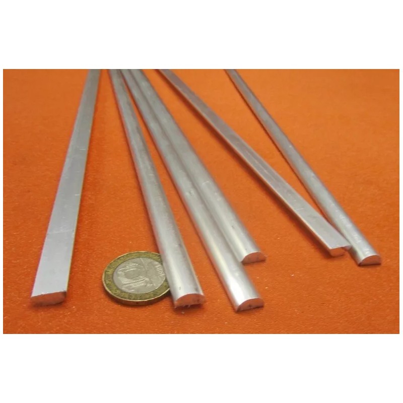 Basic Aluminum Half Round Rod (.375") 3/8" Dia, x 1
