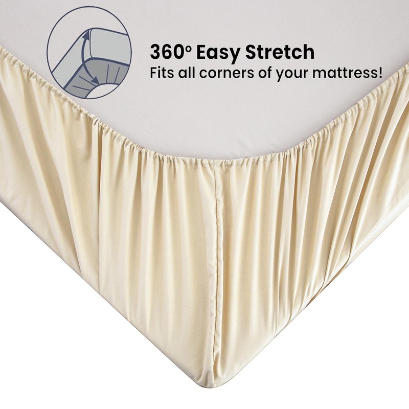 Soifox Super King Fitted Sheet Cream - Bed Sheets with