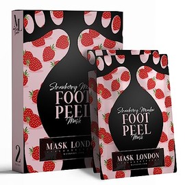 Mask London - Foot Peel Mask Strawberry - Perfect For Callus, Cracked Heel And Hard Skin - Foot Mask For Exfoliating, Moisturising Treatment For Baby Soft Feet