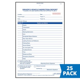 Simplified Driver's Vehicle Inspection Report 25-pk. - Book Format, 2-Ply Carbonless, 5.5" x 8.125", 31 Sets of Forms Per DVIR Book - Meet FMCSR Requirements - J. J. Keller & Associates
