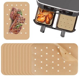 100-Pack Premium Air Fryer Parchment Sheets - 20.5x14cm Greaseproof Baking Paper for Healthy Cooking, Non-Stick Rectangular Liners Suitable for Grilling & Steaming (200 GSM Food-Grade)