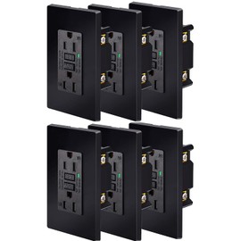 Black GFCI Outlet 15Amp 6PK,Nineleaf Gfi Electrical Outlet with LED Indicator,Weather Resistant 120V,Screwless Wall Plates and Screws Included,ETL