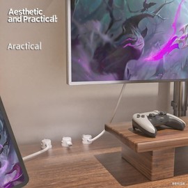 6 Pack Magnetic Cord Clips, 360° Rotatable Adjustable Cable Organizer, Strong Adhesive Wire Holders for Desk, Wall, Car, Nightstand, Home Office & Under Desk Cable Managemen