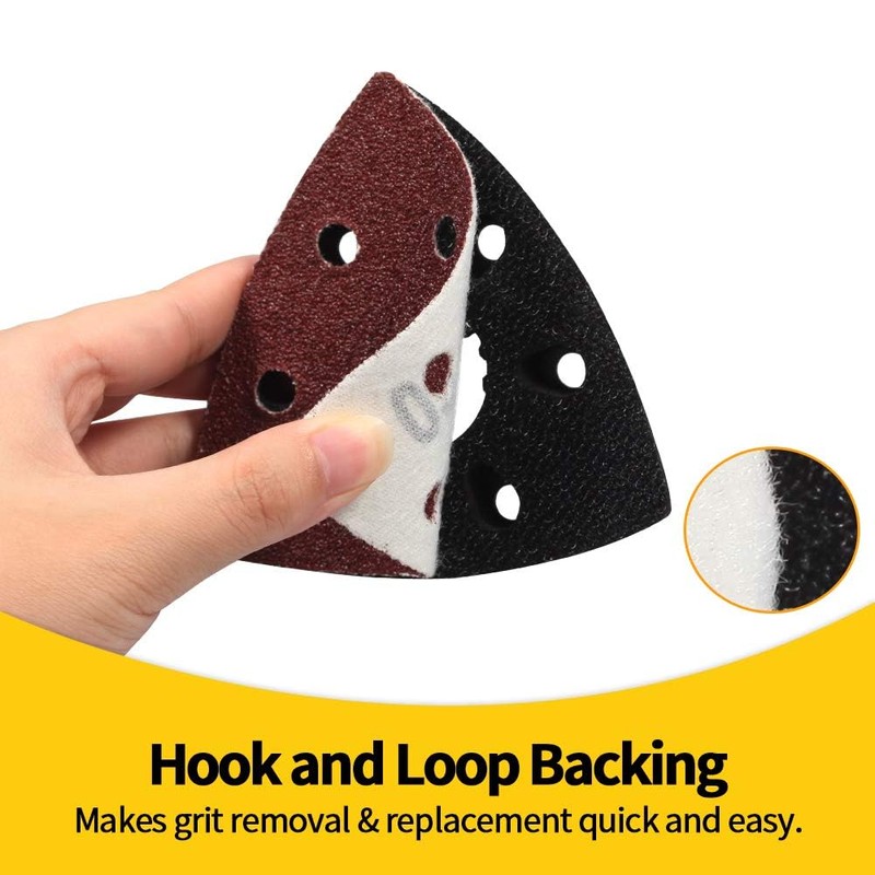 EETools 50Pcs P40 Grit Triangle Sanding Pads Hook and Loop