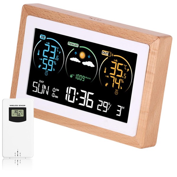 YUNYODA Wireless Weather Station with Outdoor Sensor, Large VA Colour