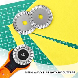 5 Pack 45mm Pinking Rotary Cutter Blades, Wavy Edge Replacement Blades for Fabric Quilting Sewing Scrapbooking, Decorative Circular Cutting Refills