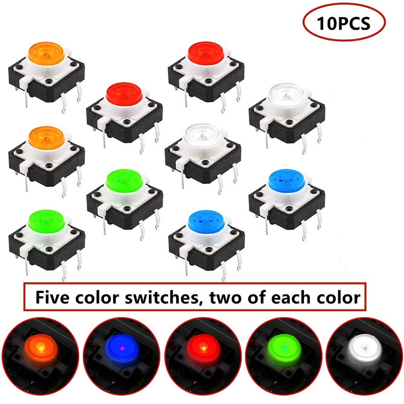 HUAZIZ LED Push Button Switch 12 mm x 12 mm