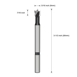 HSAWBIT 8mm Forstner Drill Bit for Woodworking, Forstner Bit Wood Drill Bits for Holes, Hinge Cutter (Ø8mm, length 90mm, Round Shank)