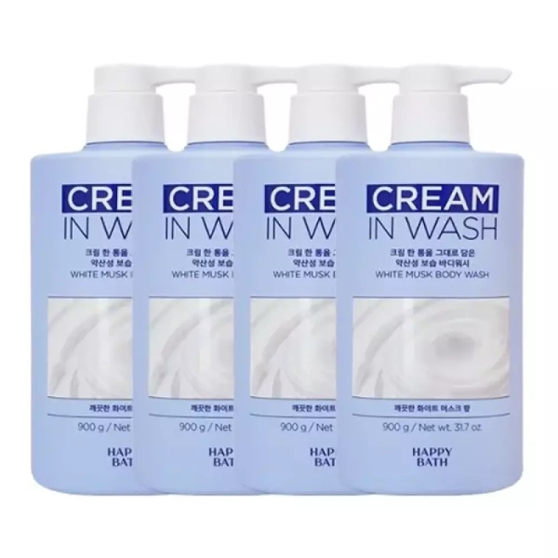 Happybath 해피바스 크림인 로션 화이트머스크 바디워시 900g x4 Happybath Cream