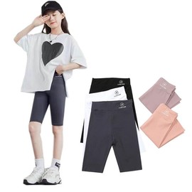 Lettyhe Girls' Leggings, Pants, Spats, Half Length Kids, Children's Clothing, Elementary School Students, Sports, Events, Bottoms, Juniors, Gymnastics, Dance, Yoga, Exercise Wear, Stretchable, 43.3 -