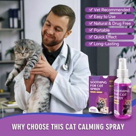 Cat Calming Spray, Natural Calming Solution for Cats Cat Pheromone Calming Spray, Reduce Stress, Anxiety, Scratching, Hiding. Protect Furniture and Floors, Suit For Home, Travel, Vet Visits - 4 PACKS