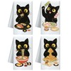 CUTHOLLOW 4Pcs Black Cats Ramen Kitchen Towels Cute Tea Towels