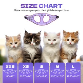 Rttochfy Cat Harness and Leash Set, Escape Proof Kitten Harness, Soft and Breathable Vest with Reflective Strip, Easy to Wear for Cats Walking and Traveling (Purple, S)