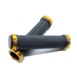 Beatus Bicycle Mountain Bike Handle Grips Left and Right Set Rubber Grips (Gold)