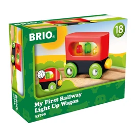 BRIO My First Railway Light up Wagon Toddler Toy for Kids 18 Months Up - Compatible with all BRIO Railway Sets & Accessories