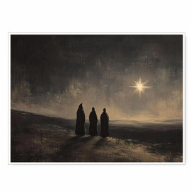 Three Wise Men and Star of Bethlehem Nativity Birth of Jesus Art, Modern Christian Christmas Print, Advent Bible Decor for Home or Office 12x16in Unframed