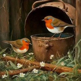 Bimkole DIY 5D Diamond Painting Accessories Small Bird, Grass Leaf Diamond Painting Kit Full Round Drill Painting by Numbers Painting Embroidery Cross Stitch Diamond Decoration (30 x 30 cm)