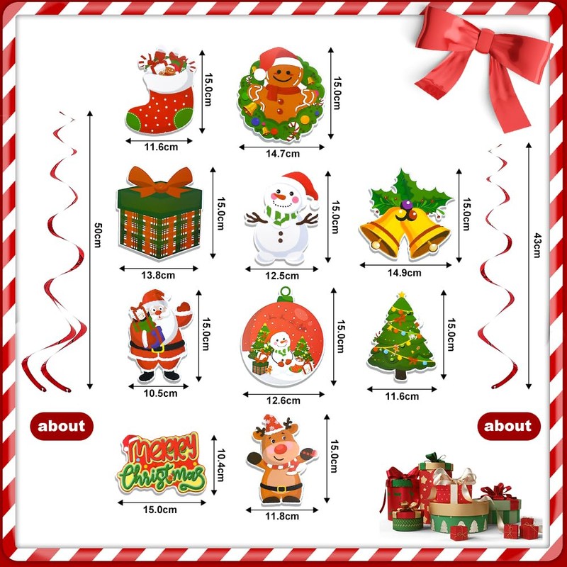 YBCCBY 30PCS Christmas Hanging Swirl Decorations, Ceiling Christmas Decorations, with