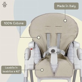 Babysanity Universal High Chair Cover Made of Soft Cotton Terry Towelling Gives Your High Chair a Dry and Fresh Feeling 100% Made in Italy (Beige)
