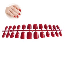Mobestech 120pcs Fakes Nails Red False Nails Artificial Fake Nails Full Cover Fingernails Nail Tips Kit Manicure Accessories for Women Salon