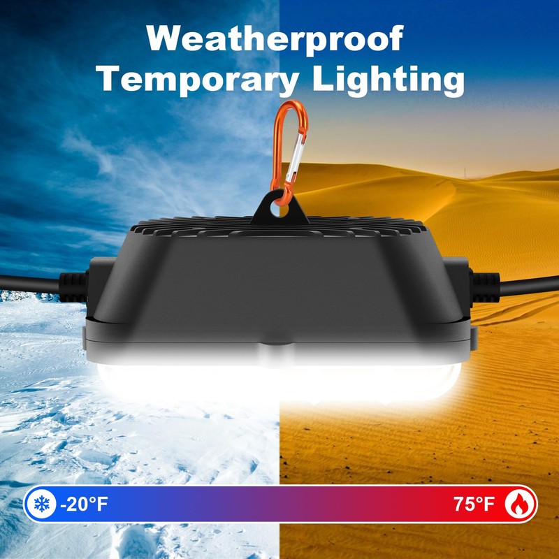 50FT LED Construction String Lights, 75W Super Bright 7500LM Plug