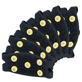 SAFIGLE 3 Pairs of Children's Crampons, Ice Grippers, Climbing Shoes, Gripper Spikes for Shoes, Mountaineering, Shoe Cover, Crampons for Shoes, Climbing Shoes, Crampons, Black, TPE