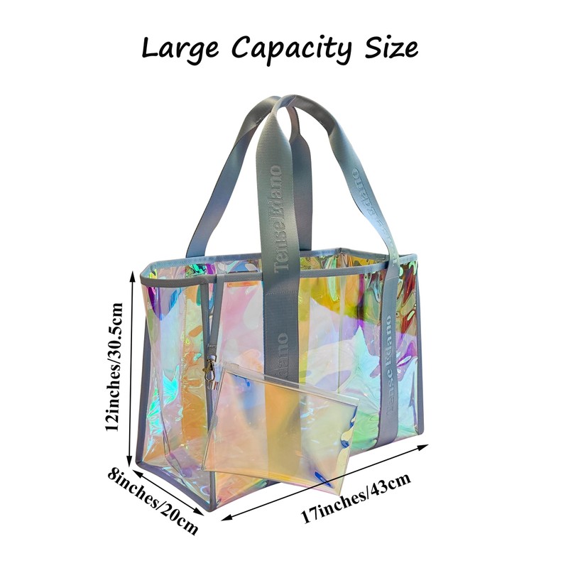 Tense Edano Iridescent Beach Tote for Women, Large Beach Bag