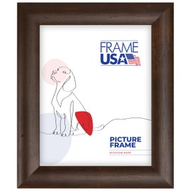 Frame USA 16x20 Picture Frame, Brown, Cafe Rounded Series, Wall Hanging Frame with High Clarity Plexiglass
