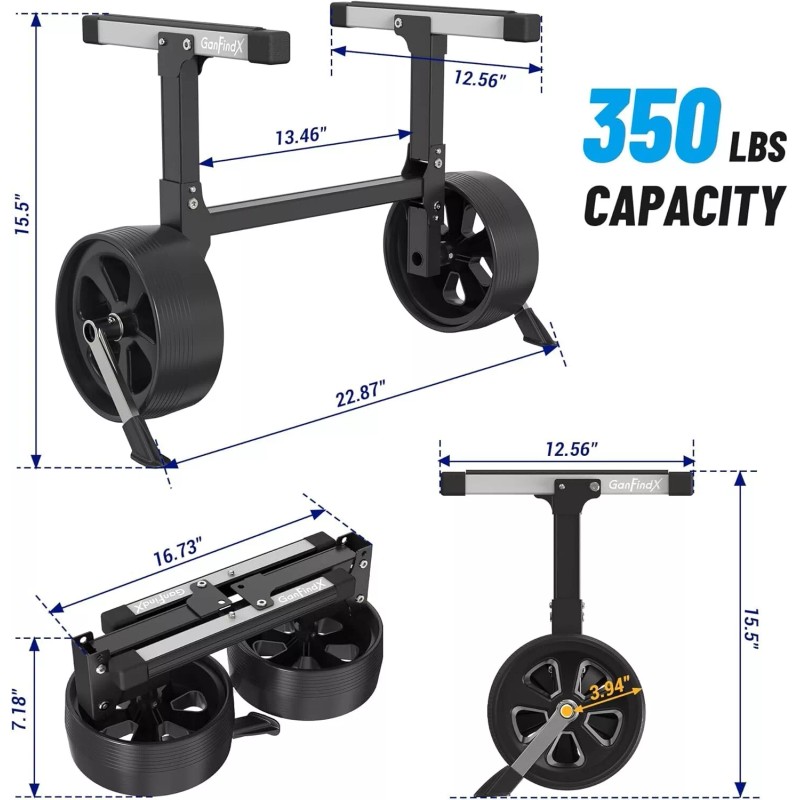 GanFindX Upgraded Foldable & Aluminium Kayak Cart Dolly Equipped with
