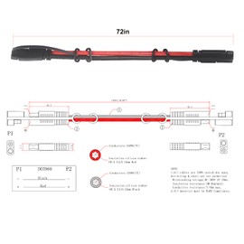 10Gauge Sae Extension Cable 10AWG - 3FT Sae to Sae Cable Battery Charger Extension Cord Heavy Duty 10AWG Quick Disconnect Sae 2Pin Connector Solar Panel Power Connect Plug Harness with Waterproof Cap