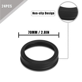 24Pcs Regular Mouth Mason Jar Rings, Sealing Rings, Can Lid Ring, Split-Type Leak Proof for Mason Jar Canning Lids, Round 70mm Widemouthed Split Cover, Matte Black.