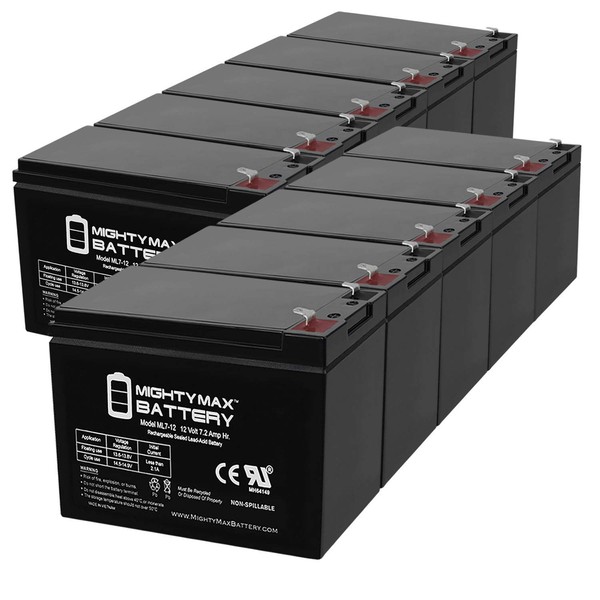 Mighty Max Battery 12V 7AH Battery Replaces pxl12072 lc-r127r2p1 wp7.2-12 sh1228w - 10 Pack