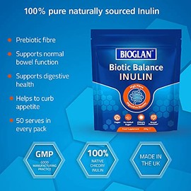 Bioglan Bioglan Inulin | Prebiotic Fibre Supplement | Chicory Root | Contributes to normal Bowel Function | 50 serves | 250g Pack