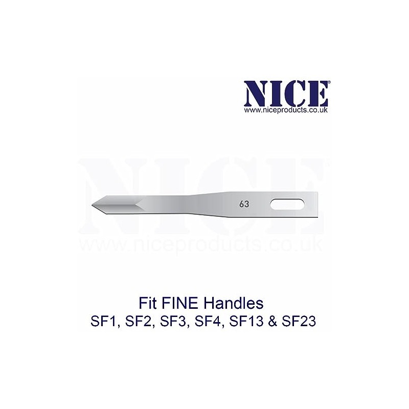 25 x NICE FINE 63 Sterile Stainless Steel Chisel Blades
